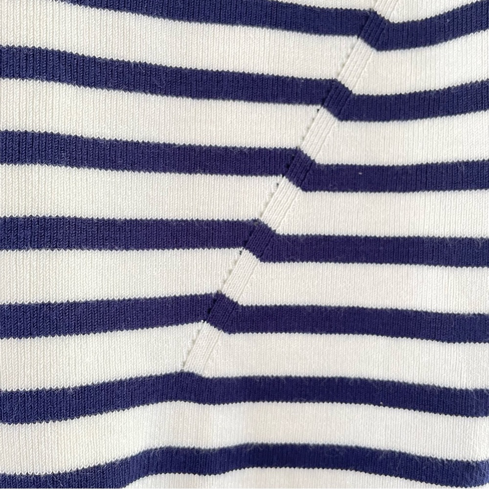 OASIS Striped Very Stretch Knit Short Sleeve Marine Style Top Size 12 - Picture 5 of 5
